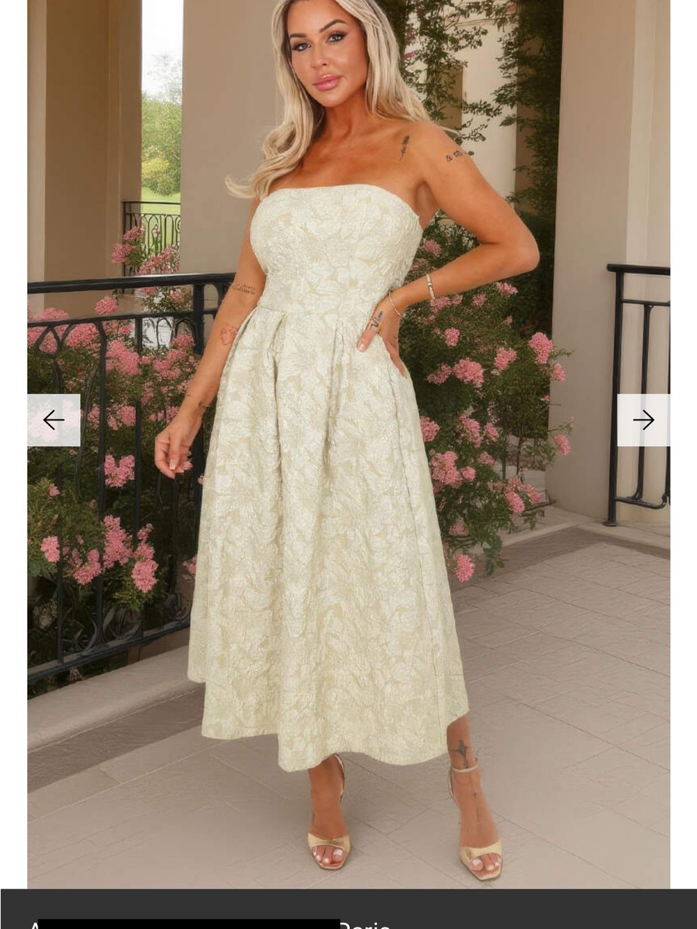 AX Paris Strapless Floral Jacquard Midi Dress in Sage